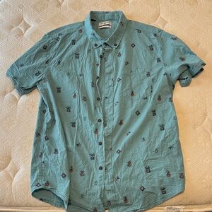 Billabong Teal Casual Button Down Shirt with Pattern